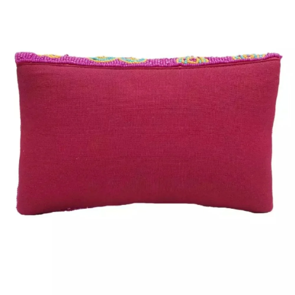 Spring Fling Floral Seed Beaded Fuchsia Pink Crossbody Clutch Handbag Bag NEW